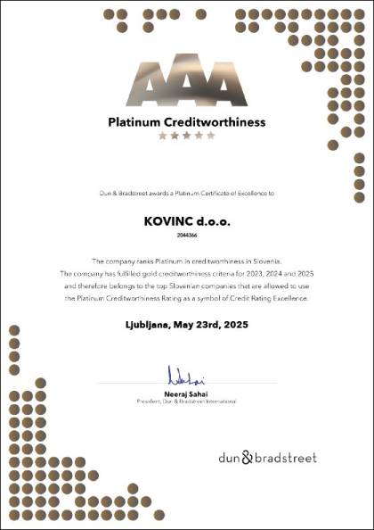 Platinum Creditworthiness: Kovinc 2025